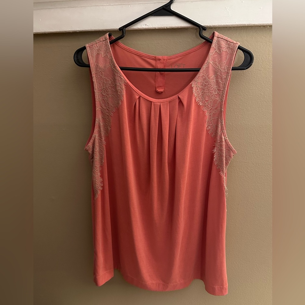 LOFT- Sleeveless Top with Lace